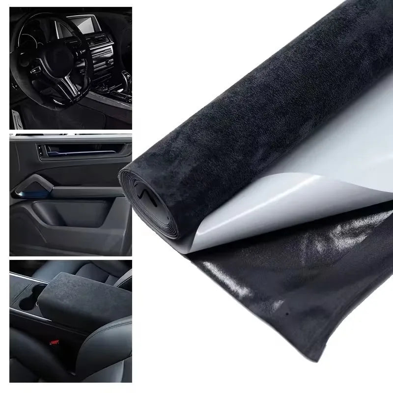 30x100cm Black Fabric Self-adhesive Adhesive Cloth for Car Interior Modification Door Panel Workbench DIY Supply