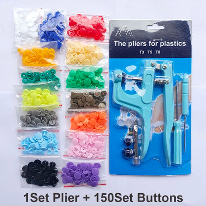 T5 Resin Snap Buttons Set Snaps U Shape Fastener Snap Pliers Buttons Kit Snaps Cloth Buttons DIY Sewing Machine Crafting Tool