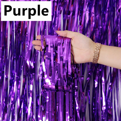 New 4/2/1Pack Party Backdrop Metallic Foil Fringe Tinsel Curtain Adult Kids Birthday Party Wedding Decoration Baby Shower Fav