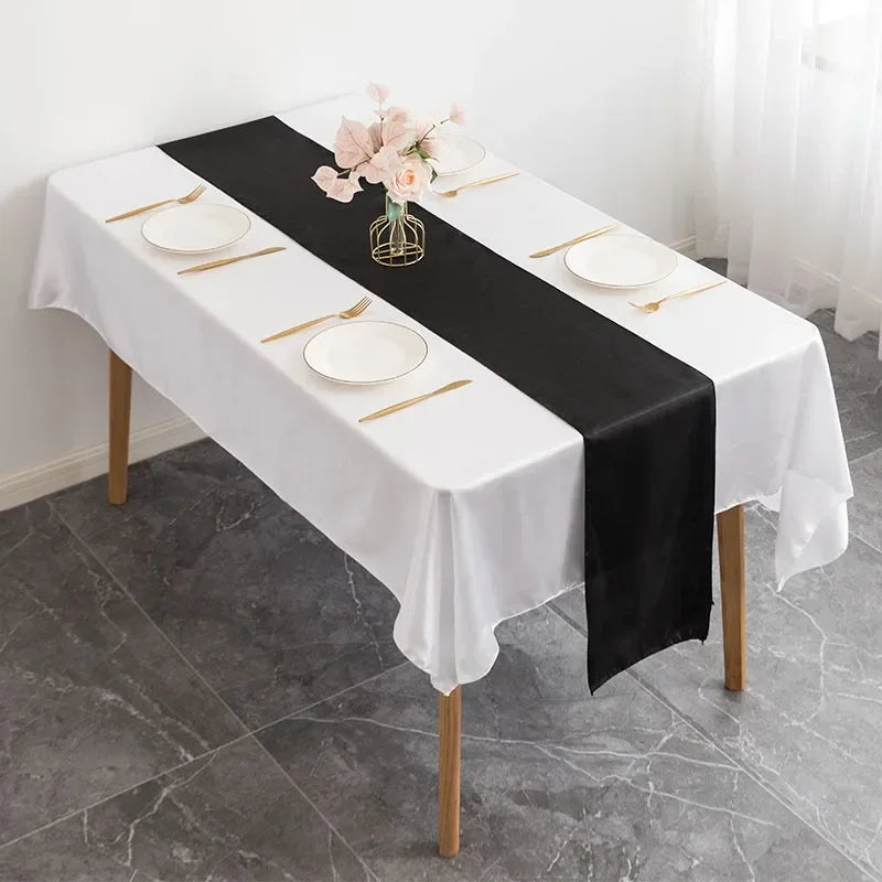 Satin Table Runner Wedding Decoration For Modern Birthday Party Hotel Show Banquet Luxury Design Nice Pattern Wholesale - Bla