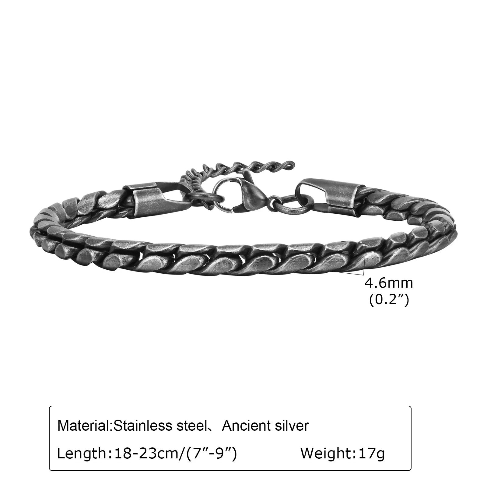 Vintage Chain Bracelets for Men Boys,Byzantine Stainless Steel Braided Link Wristband,Retro Jewelry Birthday Father Gifts - B