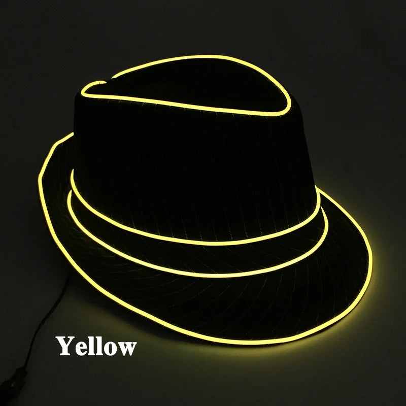 LED Fedora Hat Concert Grand Event Concert NightClub Masquerade Jazz Top Cap Luminous Hat Men Women Led Panama Gangster Hats