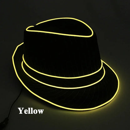 LED Fedora Hat Concert Grand Event Concert NightClub Masquerade Jazz Top Cap Luminous Hat Men Women Led Panama Gangster Hats 