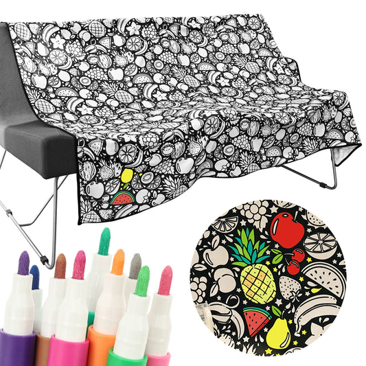 DIY Coloring Blanket with 24 Colored Markers Creative Personalization pattern blanket Stress Relief Unique Paint art Decor Gi