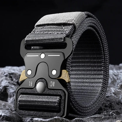 Men's Belt Outdoor Hunting Tactics Belt Multi functional Buckle Nylon Belt Marine Corps Canvas Belt - Grey