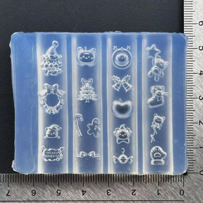 DIY Manicure Nail Templates: 3D Butterfly Flower Silicone Mold, Sweet Bow Bead Chain Designing Tools - A2