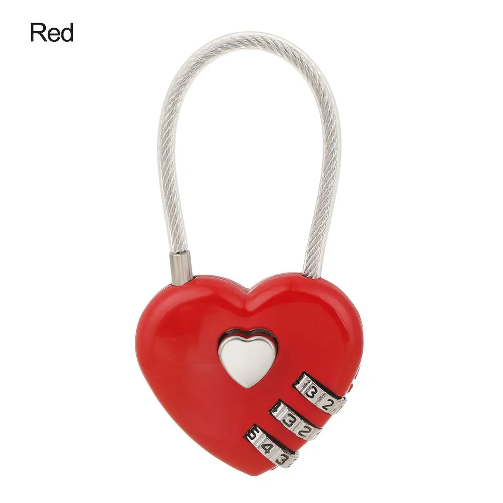 Heart Shaped 3 Digit Password Lock Luggage Travel Suitcase Locker Case Supply Code Drawers Padlock Security Tool Accessories