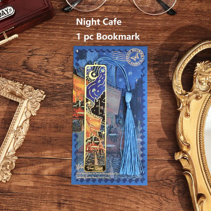1 pc Retro Floral Painting Metal Bookmark Hollow Bronzing Bookmark With Tassel For Book Club Reader Writers Book Lovers Stude