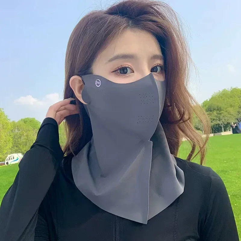 Women Sunscreen Veil Summer Neck Face Mask UV Protection Breathable Ice Silk Sun Protection Masks Veils Outdoor Sport Face Co
