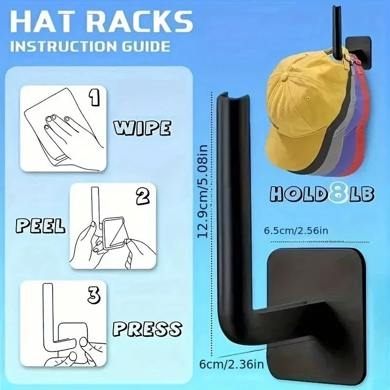 2/4PCS No Punching Strong Paste Hook Shelf Hat Rack Adhesive Hook