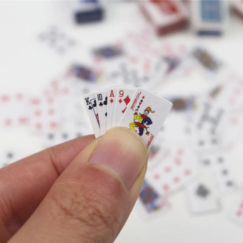 Funny Cute Mini Playing Cards Poker Games Super Small Cards Spoof Gifts Travel Toys Prank Props Dollhouse Miniature Poker Car