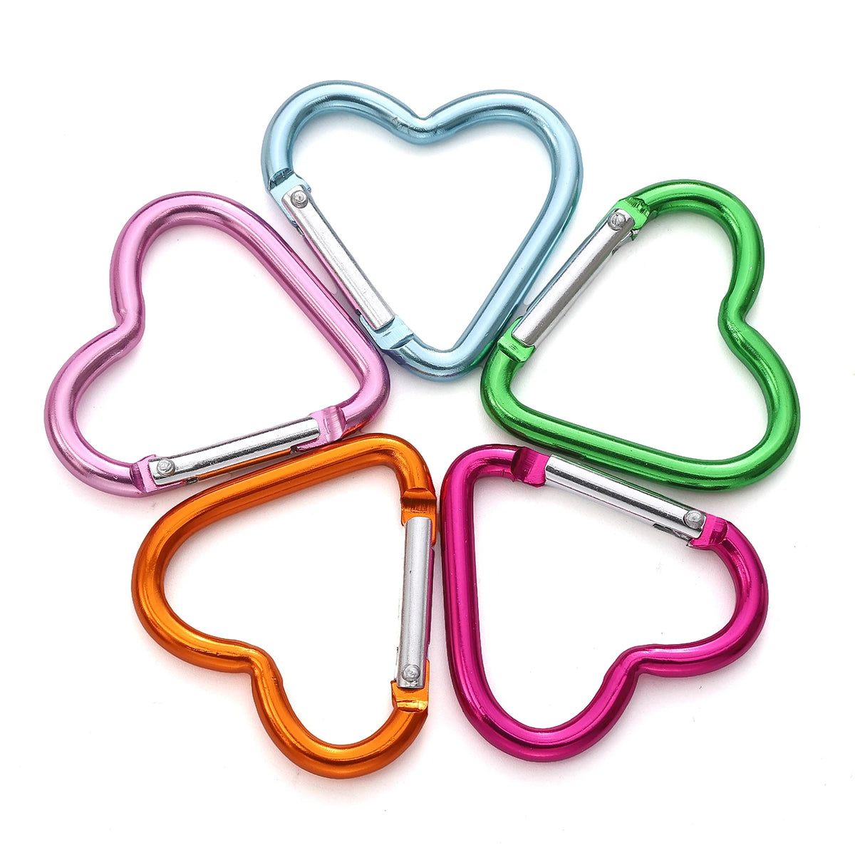 1 Pc Carabiner Rock Aluminum Mountain Buckle Star/Heart/D/Bone Shape Locking Clasp Keychain Multifunction Tools Jewelry Findi