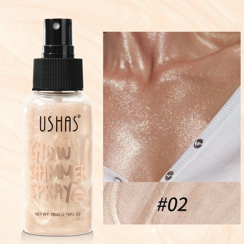 USHAS 4 Color Body Liquid Highlighter Facial Contour Brightening Makeup Long Lasting Sequin Illuminating Moisturizing Highlig