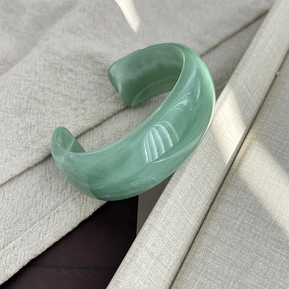 Vintage Colorful Geometric Widen Opened Bangle Women Fashion Personality Acrylic Cuff Bracelets Daily Party Jewelry Versatile