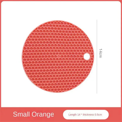 Table Mat Tool Multifunctional Kitchen Silicone Tableware Mat, Round Anti Slip Coffee Cup Coaster, Pot Holder - Small Orange