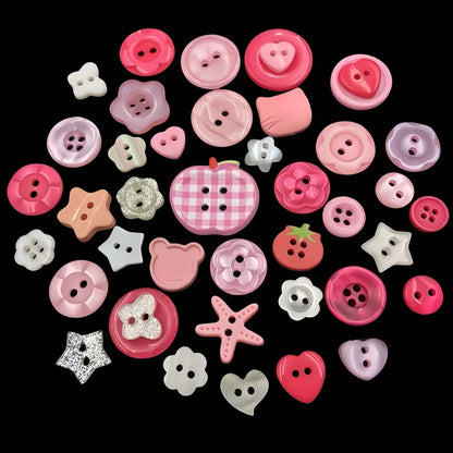 20 random patterns - pink, pink checkered, colorful plastic DIY buttons, suitable for scrapbooks, clothing decoration,