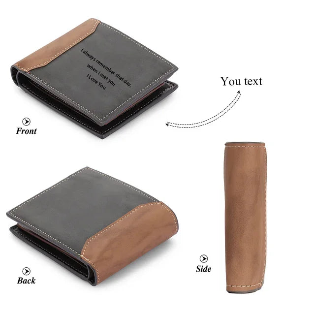 Custom Name Picture Card Holder Wallet Anniversary Birthday Gifts for Men Gift for Husband Father's Day Bifold Wallet - Front