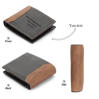 Custom Name Picture Card Holder Wallet Anniversary Birthday Gifts for Men Gift for Husband Father's Day Bifold Wallet - Front