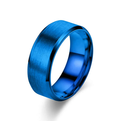 Stainless Steel Rings for Men, Colors: Black Golden Silvery Color, US Sizes 6-13, Men's Simple Band Rings - Blue / 13