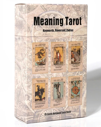 Tarot Card With Meaning On Them Beginner Tarot Keyword Antiqued Tarot Deck Learn Tarot 78 Cards Reversed - Light Grey
