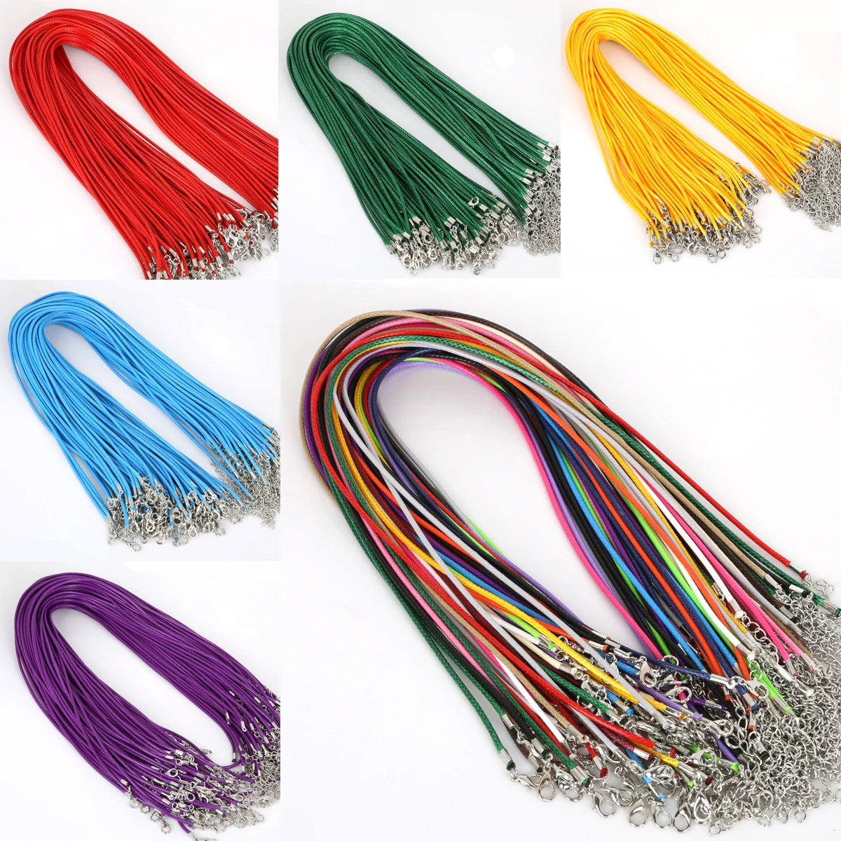 10Pcs/lot 1.5mm 2mm Adjustable Leather Cord Waxed Thread Rope Necklace Extender Chain Lobster Clasp DIY Jewelry Making Findin