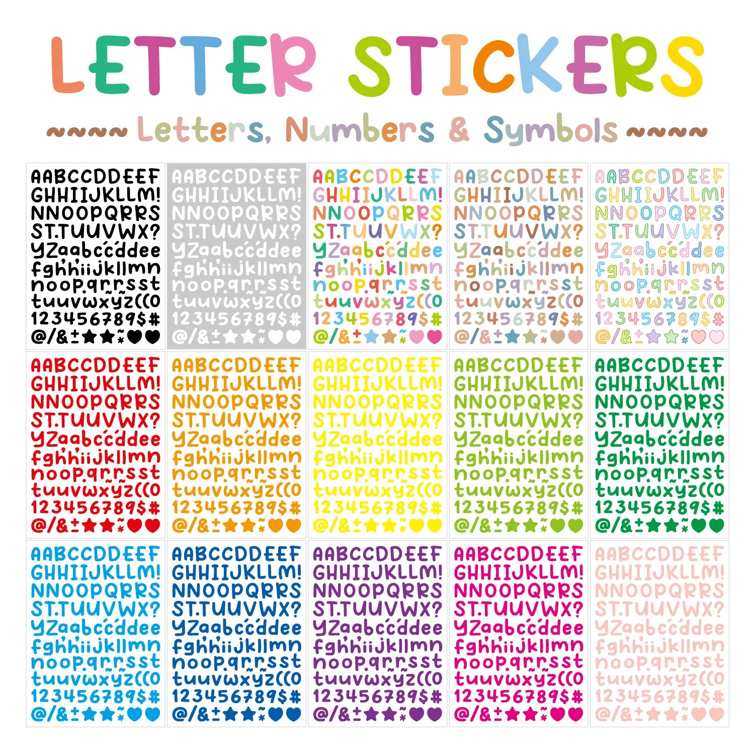 15 Sheets of 0.5inch Alphabet Stickers, Small Size Greeting Cards, Decorative Letter Stickers for Clipping Books - 15PCs
