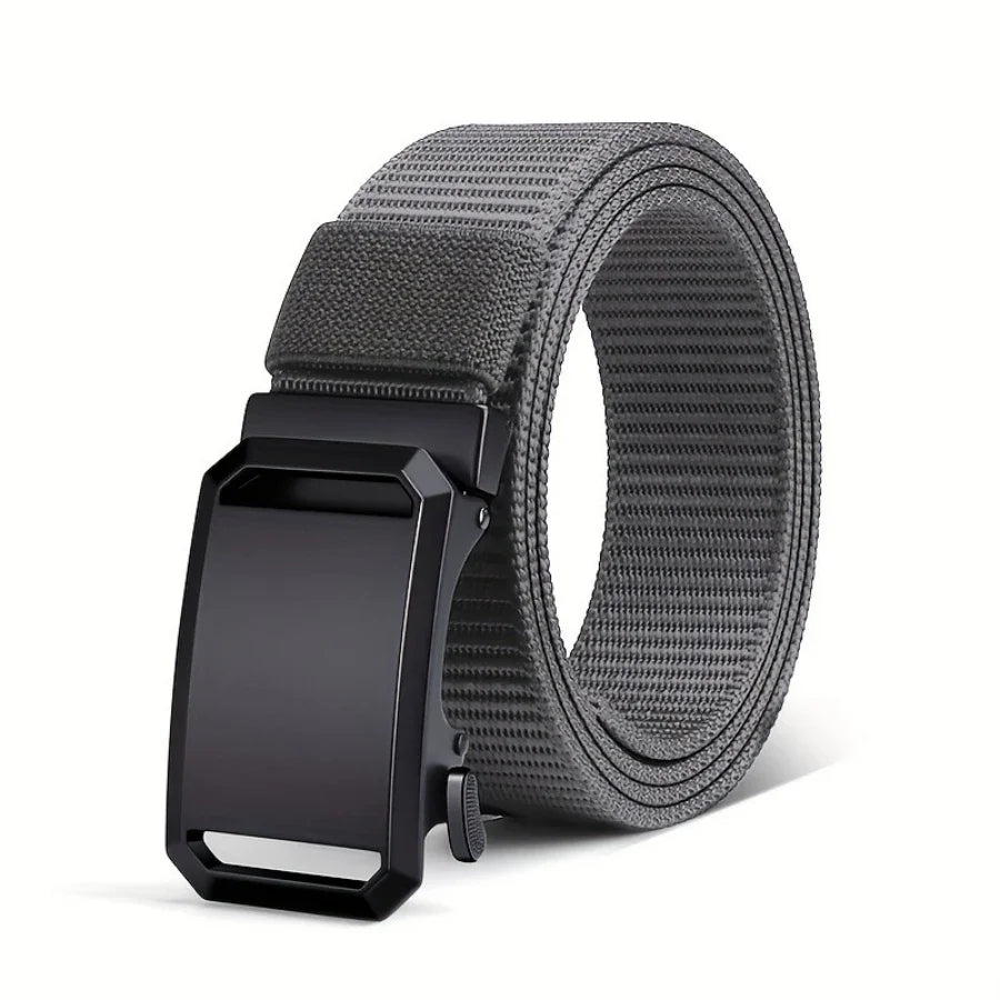 New Automatic Buckle Belt, Canvas Tactical Workwear Casual Outdoor Military Training Pants Belt For Men - GRAY