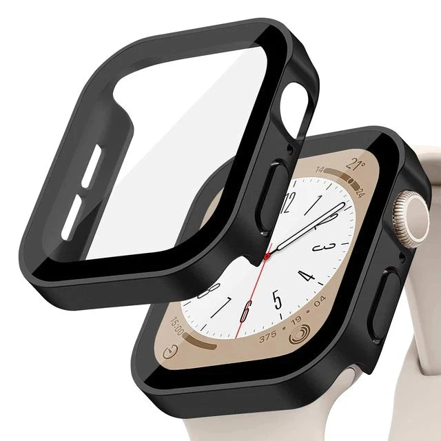 Glass+Case for Apple Watch 42 46mm 45mm 41 49 44mm 40 Mm Straight Edge Screen Protector Cover Case iWatch SE 6 7 8 9 10 11 Ul