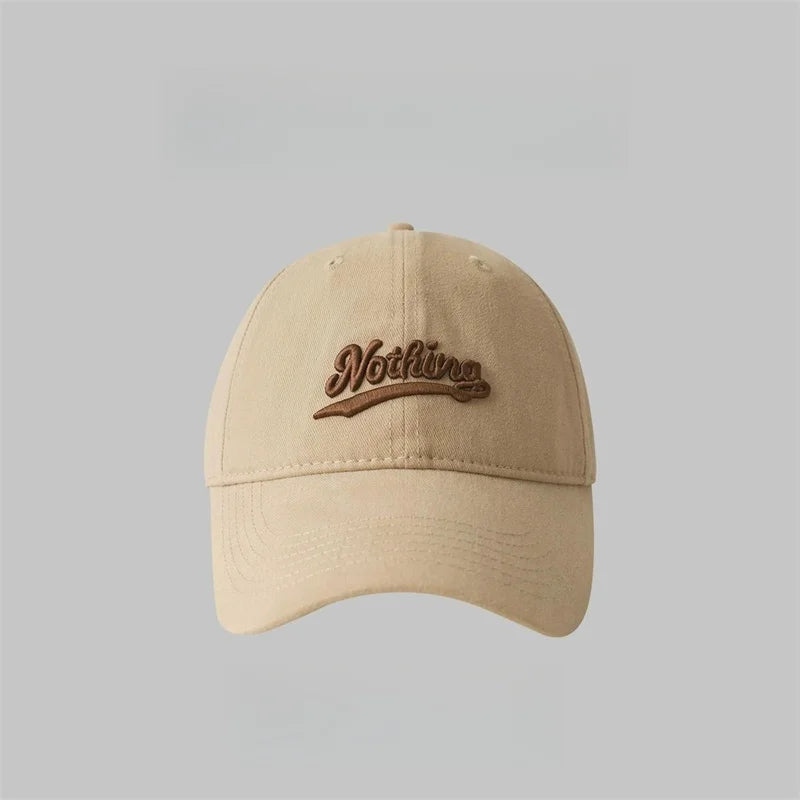 Letter Embroidery Baseball Hat For Women Men Fashion Sunscreen Hat Outdoor Sunshade Peaked Caps Solid Color Visors - Khaki