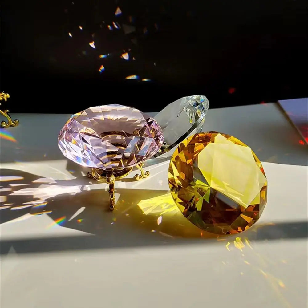 10 Colors Crystal Diamond Shaped Paperweight Decorative Cut Glass Giant Gemstone Wedding Office Desktop Ornament Birthday Gif