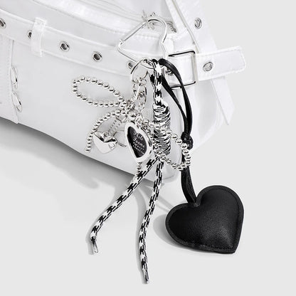 Luxury Charm Tassel Love Heart Pendant Handmade Creative Bowknot Keychain Cute Glossy Pendant Keychain Bag Accessories