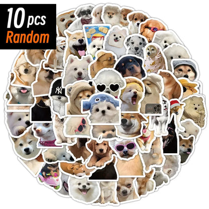 10/50/100pcs Funny Dog Stickers Cartoon Cute Decals Toy Stationery Guitar Phone Bicycle Laptop Luggage Car Graffiti Kids Stic