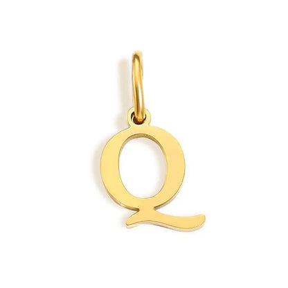 26 Letter Alphabet Initial 10mm Charm Pendant Jewelry Gold Stainless Steel Simple PVD Plated DIY Necklace Bracelet Jewelry