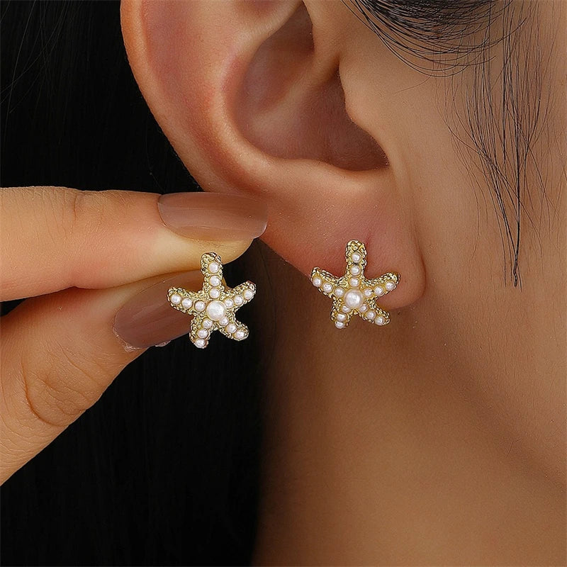 Vintage Metal Shell Stud Earrings for Women Trendy Accessories Personalization Jewelry Earrings Daily Wear Creative Jewelry G