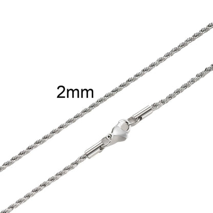 Punk Vintage Rope Chain Necklace for Men Women,Gold Color Stainless Steel Braided Twisted Chain,Hip Hop Casual Jewelry
