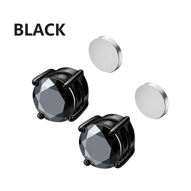 1/3Pairs 6MM Crystal Magnetic No-Pierce Stainless Steel Stud Earrings for Men Punk Zircon Magnet Earrings Non Piercing Jewelr