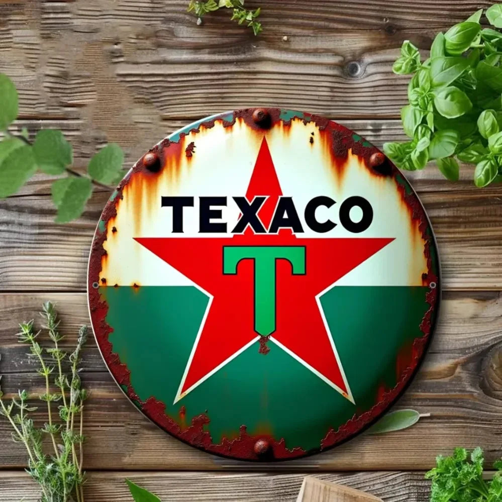 Charming and Striking Texaco Star Vintage Metal Art: A Must - Have for Decorating Homes, Offices, and Rooms with a Vintage Fl