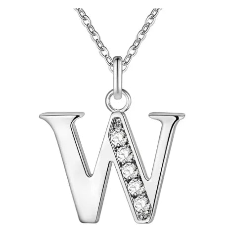 26 Letters 925 Sterling Silver Necklace Pendant Zircon For Women Exquisite Student Girlfriend Jewelry Accessories Wedding Gif