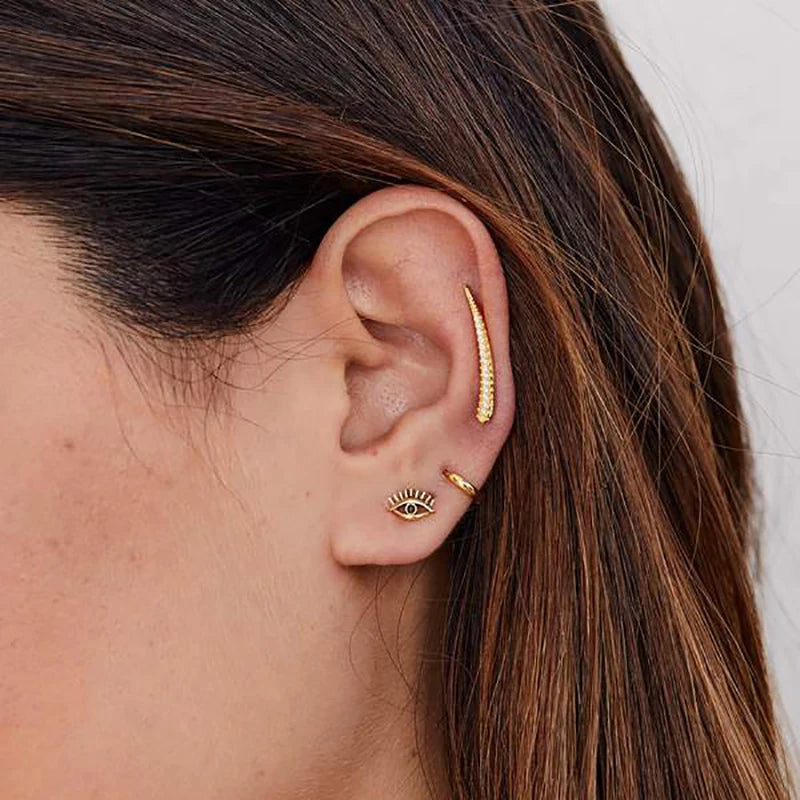 2021 gold-plated Ear Jackets Climbers Clip Earrings For Women CZ Zircon Stud Earring Earcuffs Men Jewelry