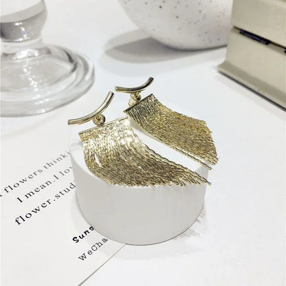Fashion Statement Earring Long Statement Gold Color Bling Tassel Earrings For Women Female Wedding Daily Pendant Jewelry Gift