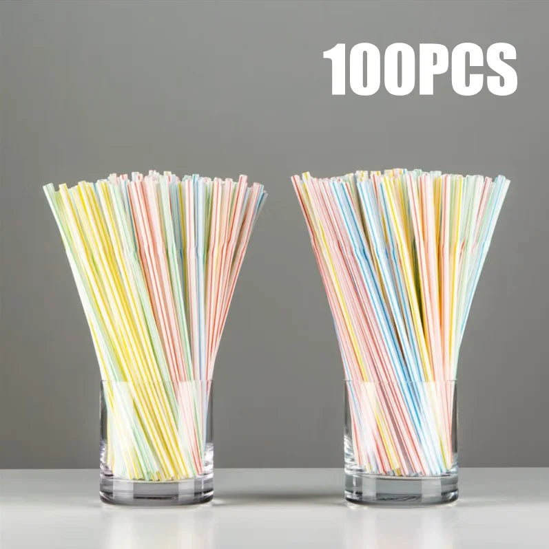 50-1000Pcs Drinking Straws Colorful & Black rietjes Flexible Wedding Party Supplies Drinking Straws Kitchen - Stripe-100PCS