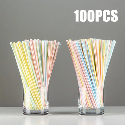 50-1000Pcs Drinking Straws Colorful & Black rietjes Flexible Wedding Party Supplies Drinking Straws Kitchen - Stripe-100PCS