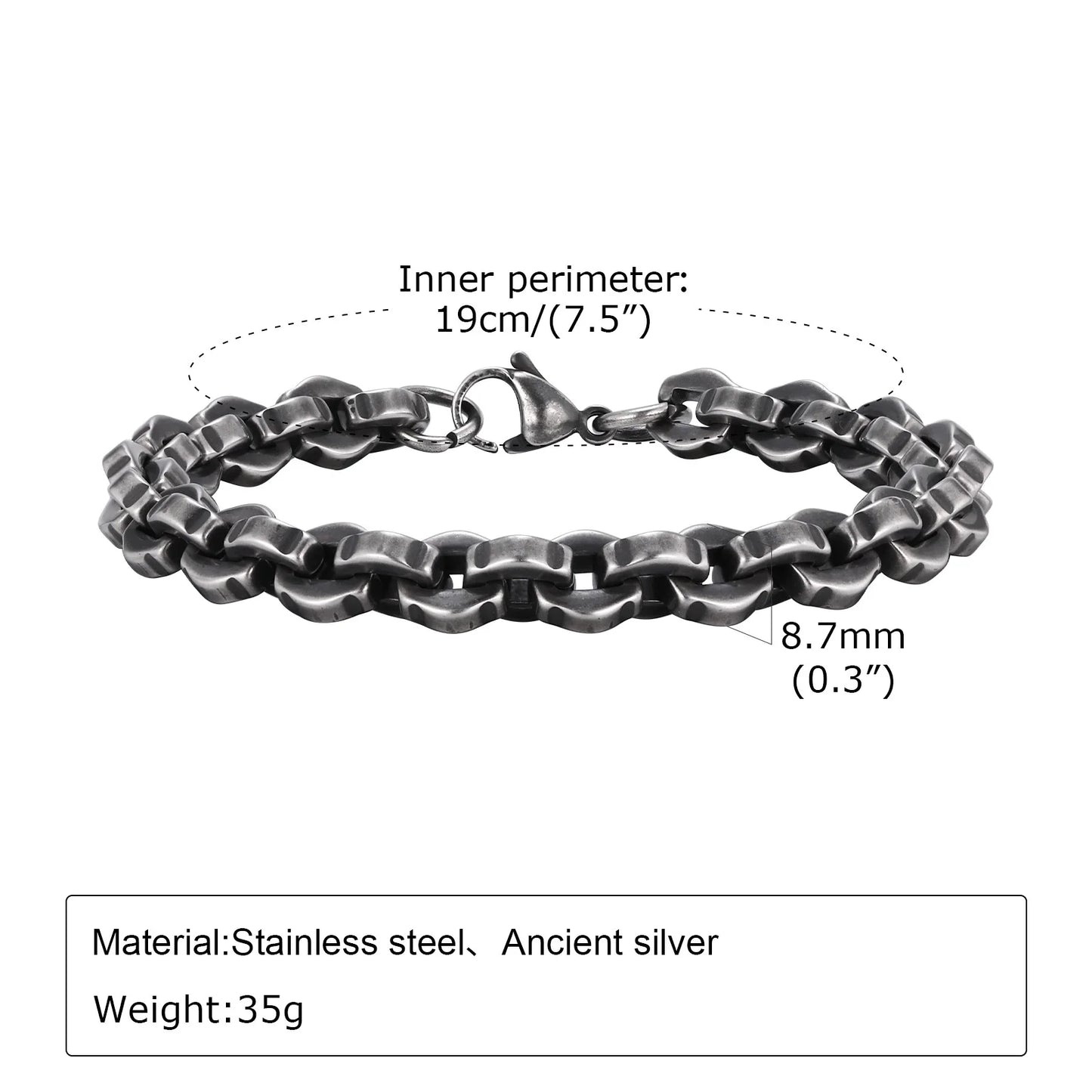 Vintage Chain Bracelets for Men Boys,Byzantine Stainless Steel Braided Link Wristband,Retro Jewelry Birthday Father Gifts - B