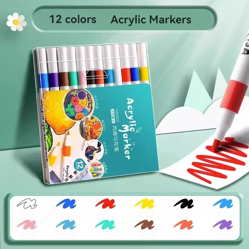 12-80 Colores Set Acrylic Paint Art Marker Pen Rock Painting for Kids Graffiti Stone Ceramic Glass Wood DIY Crafts Art Suppli