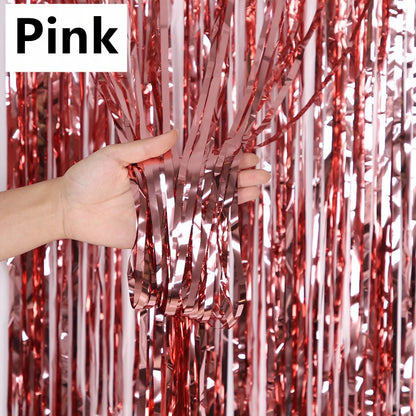 New 4/2/1Pack Party Backdrop Metallic Foil Fringe Tinsel Curtain Adult Kids Birthday Party Wedding Decoration Baby Shower Fav