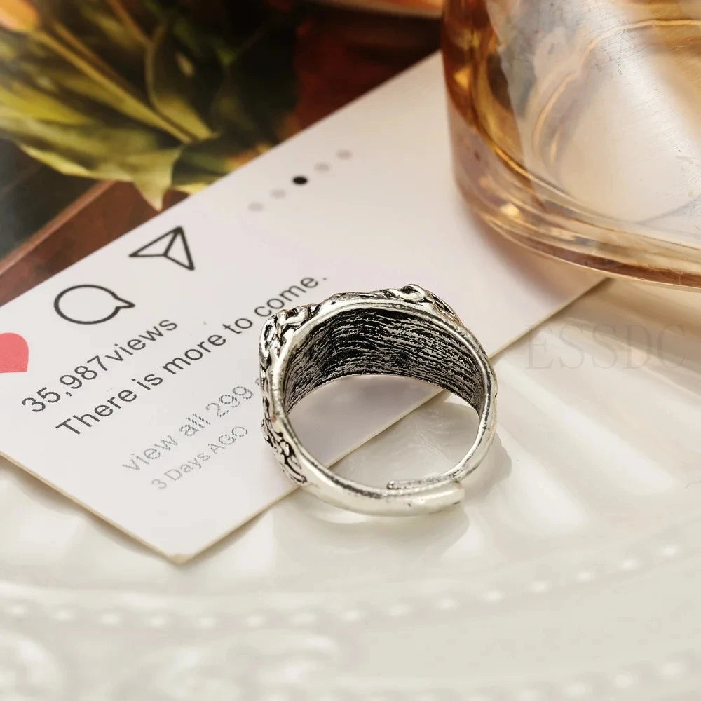 Rare Vintage Owl Carved Tibet Silver Ring for Men Cute Animals Youth Gothic Adjustable Fashion Women Jewelry Accessories Gift