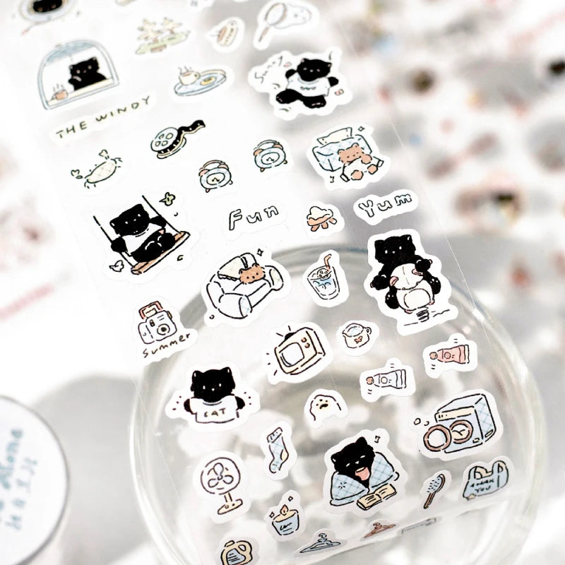 Journal GO 6.5x200cm Kitten Life Diary Tape Sticker Decorative Collage Adhesive DIY Scrapbooking Masking Tape Lovely Cat Stic