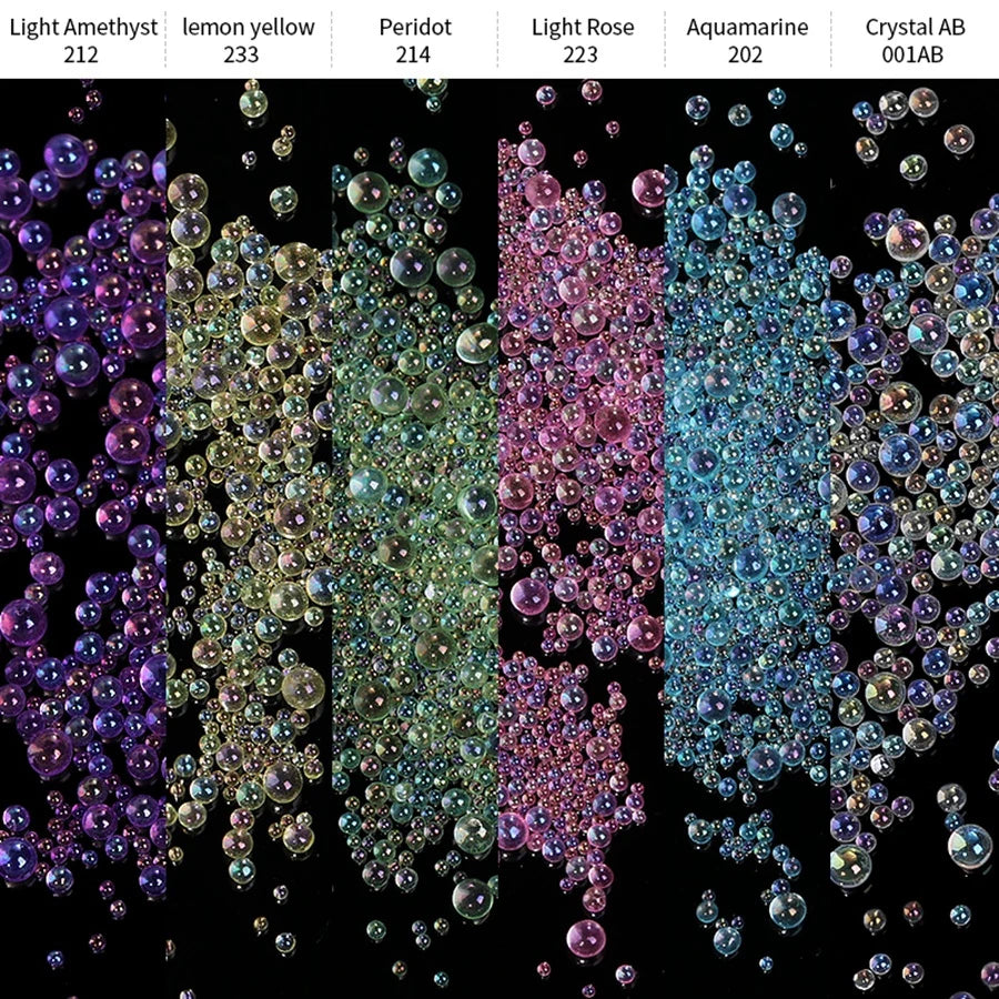 Nails Art Bubble Rhinestones Purple Yellow Pink Accessories Glass 3d Epoxy Glass Parts 1 Box Material Charms