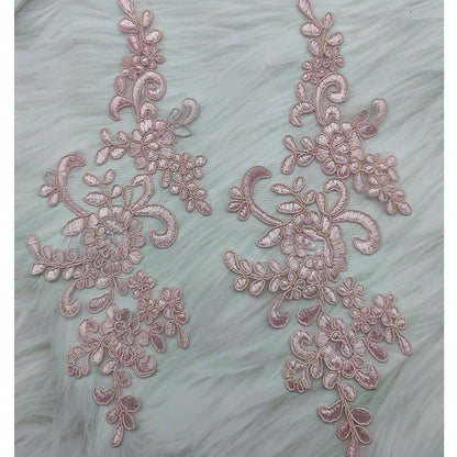 Lace Applique Sew on Patch Fabric 1Pair Embroidery Flower Exquisite Trim Patches Crafts Stickers Bag Gown Decoration Wholesal