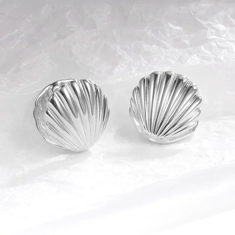New Exaggeration Ocean Shell Texture Stud Earrings for Women Trendy Accessories Personalization Jewelry Earrings Daily Wear -